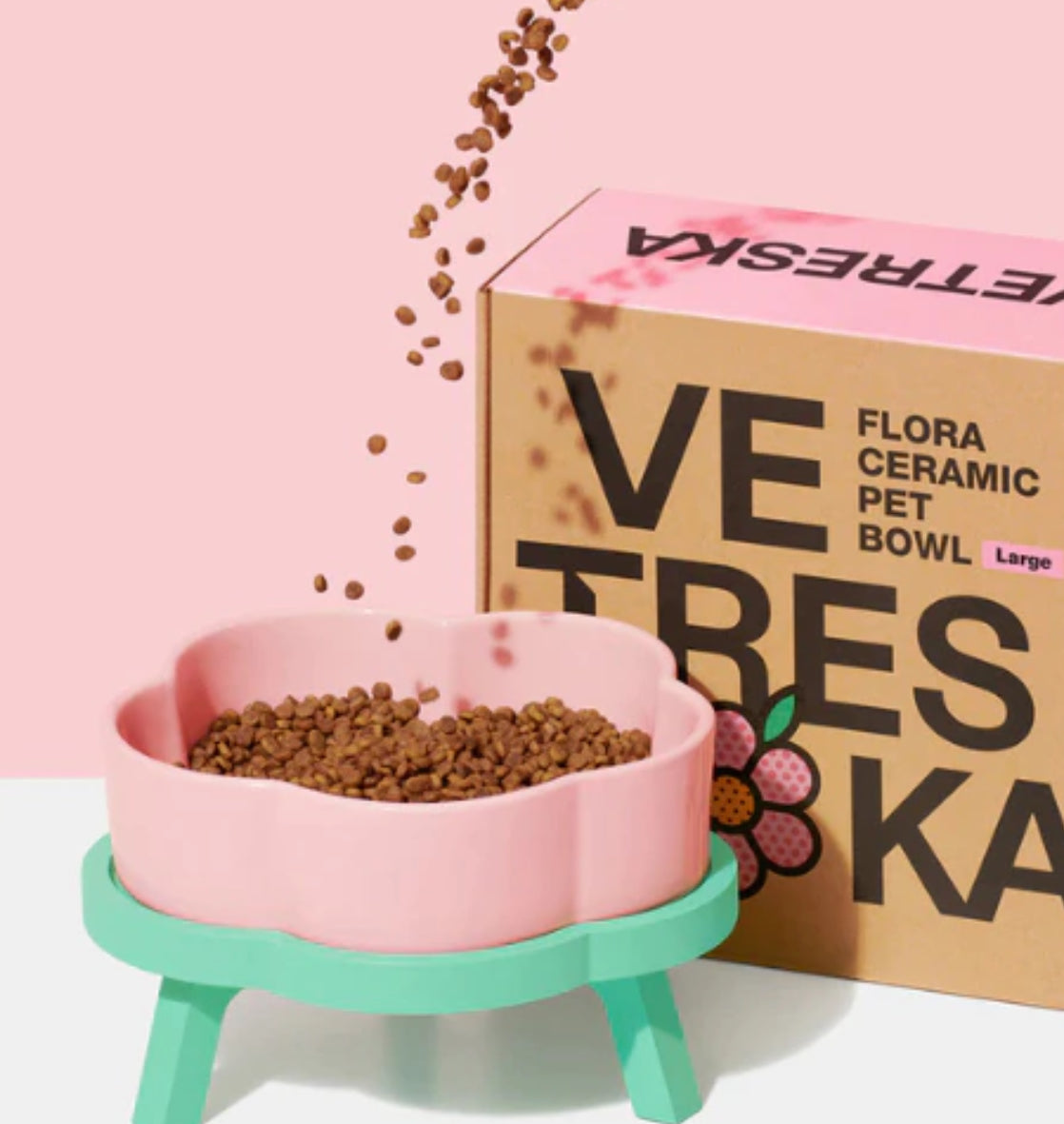 Vetreska Tigela de Cerâmica Flora Para Cães